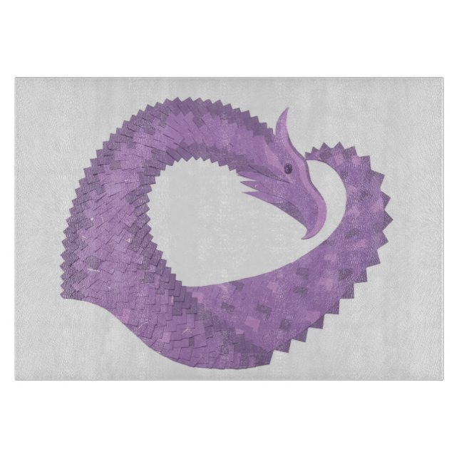 Planche À Découper Dragon de coeur violet de lavande blanc (Devant)