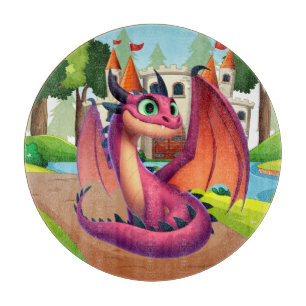 Planche À Découper Dragon de dessin animé mignon violet/rouge