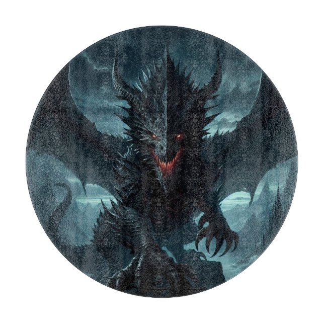 Planche À Découper Dragon sombre et médiéval (Devant)