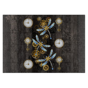Planche À Découper Dragonflies de Steampunk sur arrière - plan rayé