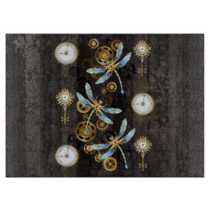 Planche À Découper Dragonflies de Steampunk sur arrière - plan rayé b