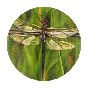 Planche À Découper Dragonfly Artistique En Brown Et Jaune Sur Vert
