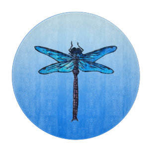 Planche À Découper Dragonfly japonaise vintage, bleu saphir