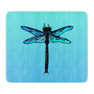 Planche À Découper Dragonfly japonaise vintage, bleu turquoise