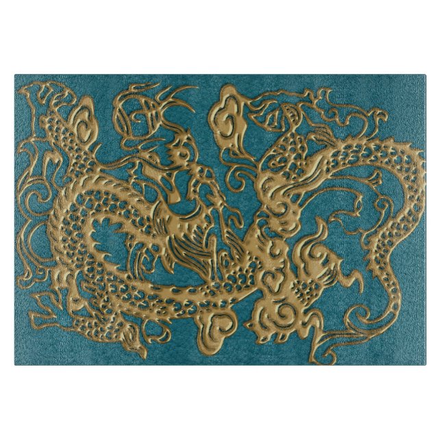 Planche À Découper dragons 3D métalliques sur la copie en cuir (Devant)
