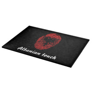 Planche À Découper Drapeau albanais d'empreinte digitale de contact