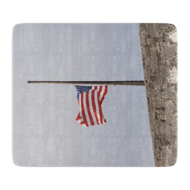 Planche À Découper Drapeau américain à mi-mât (USA) (Devant)