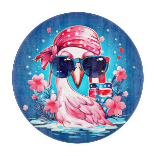 Planche À Découper Drapeau américain avec Flamant rose Cartoon-69681