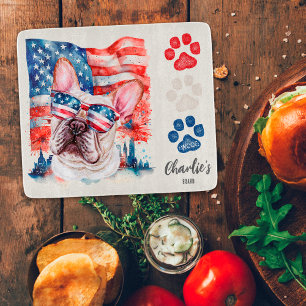 Planche À Découper Drapeau Américain Chien Bouledogue Français Rouge 