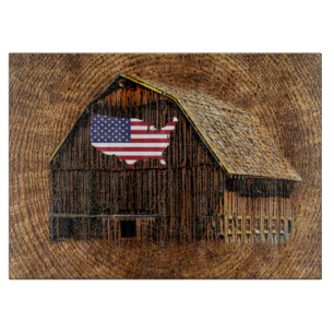 Planche À Découper Drapeau Américain de Grange Rustique