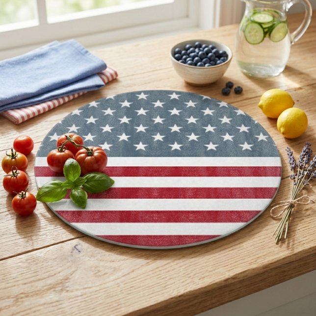 Planche À Découper Drapeau Américain Étoiles et Bandes (American Flag Stars and Stripes Cutting Board)