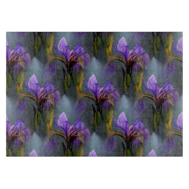 Planche À Découper Drapeau bleu Iris Fleur Nature Motif d'art (Devant)
