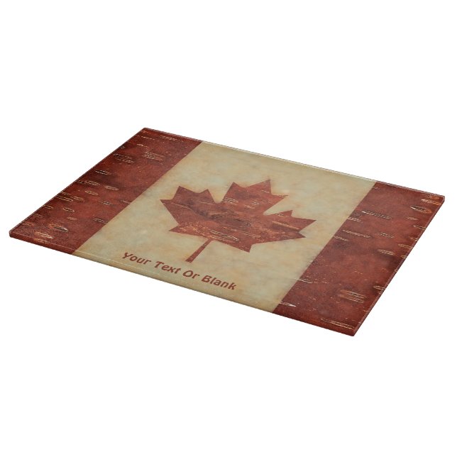 Planche À Découper Drapeau Canadien Sur L'Écorce De Birch Intérieur (Coin)