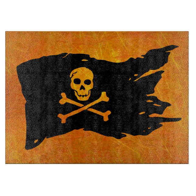 Planche À Découper Drapeau crâne et os croisés (Devant)