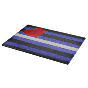 Planche À Découper Drapeau de fierté en cuir SlipperyJoe's noir bleu 