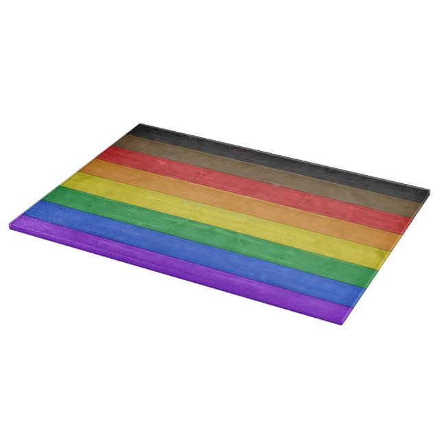 Planche À Découper Drapeau de fierté gay inclusif texturé de Slippery (Coin)
