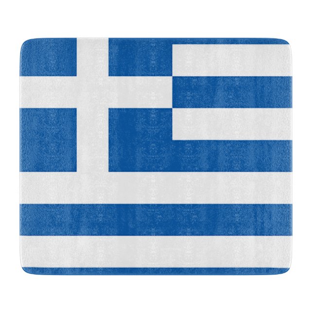 Planche À Découper Drapeau de la Grèce, Grec (Devant)