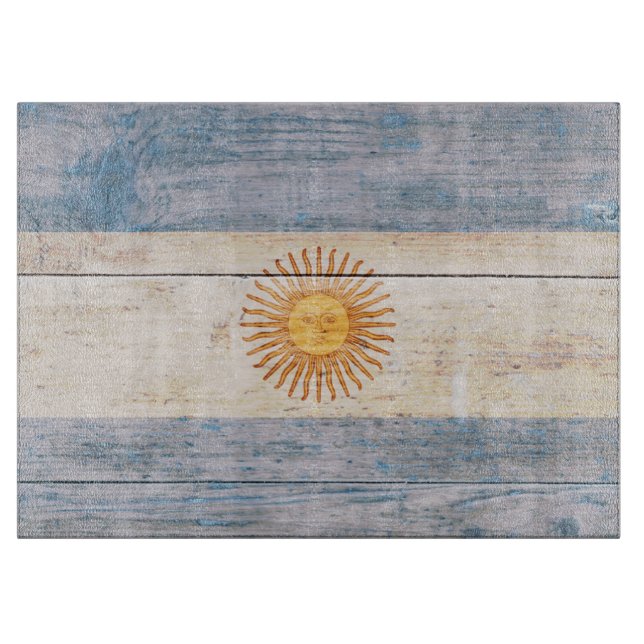 Planche À Découper Drapeau de l'Argentine sur le bois (Devant)