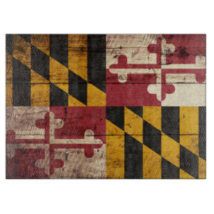 Planche À Découper Drapeau de l'État du Maryland sur un ancien grain
