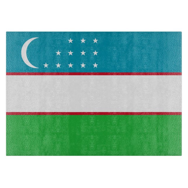 Planche À Découper Drapeau de l'Ouzbékistan (Devant)