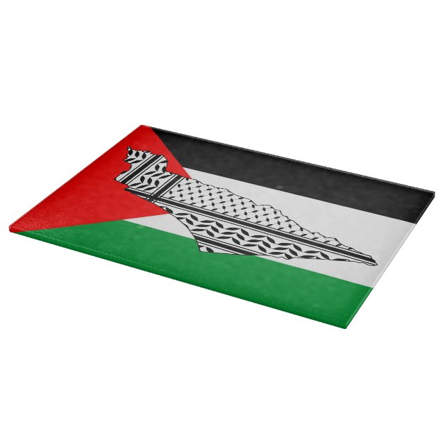 Planche À Découper Drapeau de Palestine et carte avec Keffiyeh Motif (Coin)