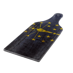 Planche À Découper Drapeau d'état de l'Indiana sur le vieux grain en