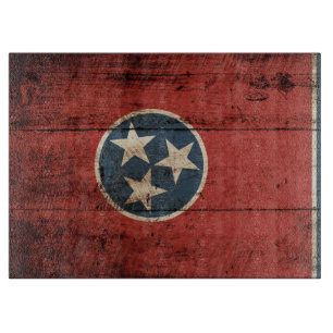 Planche À Découper Drapeau d'état du Tennessee sur le vieux grain en
