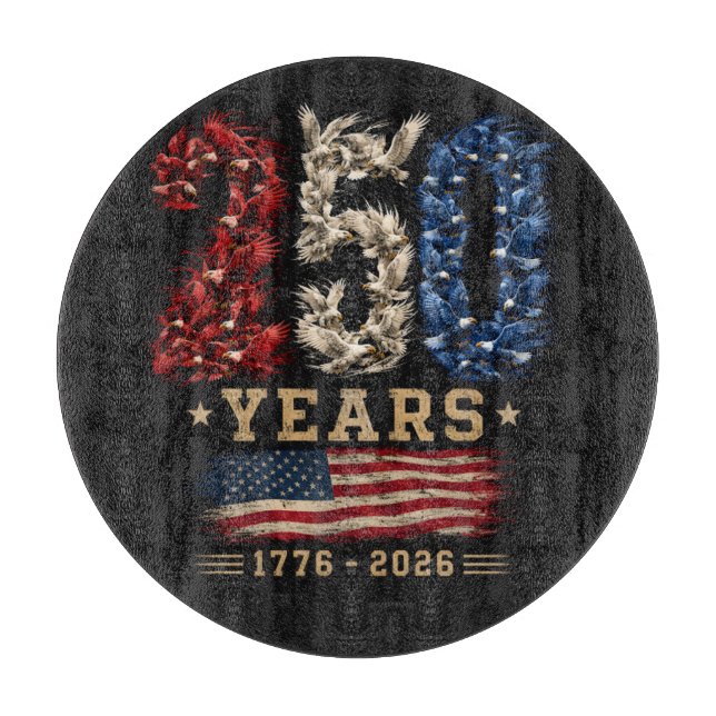 Planche À Découper Drapeau patriotique de l'aigle américain 250 ans (Devant)