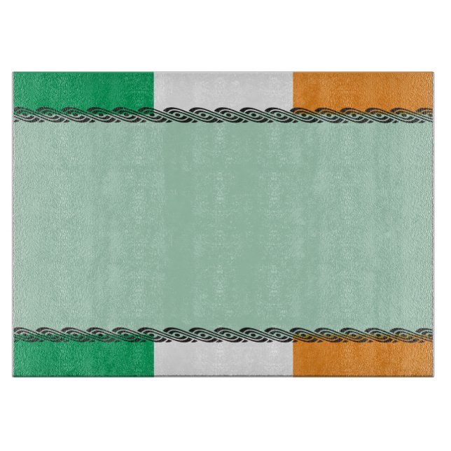 Planche À Découper Drapeau Thème Irlandais ou Irlande Couleurs et Bor (Devant)