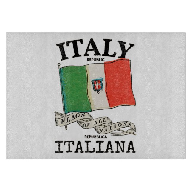 Planche À Découper Drapeau vintage du pays Italie (Devant)