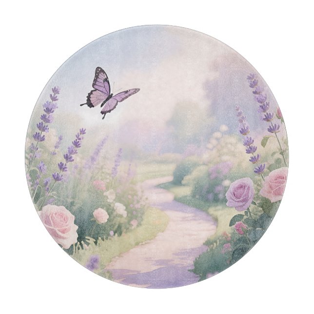 Planche À Découper Dreamy Lavender Rose Garden Butterfly Path (Devant)