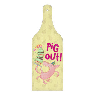 Planche À Découper Drôle Cochon Manger Birthday Cake Pig Out! Dessin