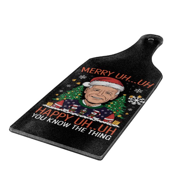 Planche À Découper Drôle de Père Noël Joe Biden Joyeux Euh Euh Noël L (Coin)