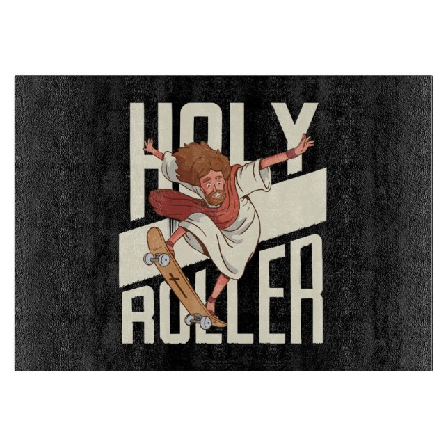 Planche À Découper Drôle Jésus patin à roulettes Holy Roller (Devant)