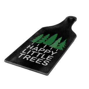 Planche À Découper Drôle Joyeux Petits Arbres Cadeaux Camping