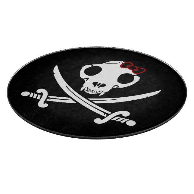Planche À Découper Drôle Noir Blanc Jolly Kitty Pirate Skull Sabres (Coin)
