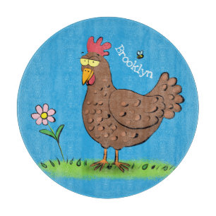 Planche À Découper Drôle poulet rustique whimsical dessin animé