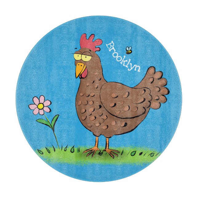 Planche À Découper Drôle poulet rustique whimsical dessin animé (Devant)