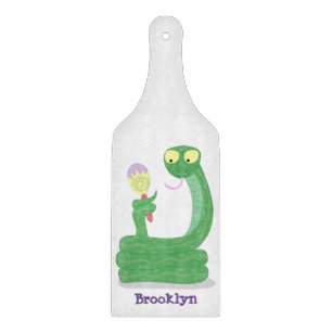 Planche À Découper Drôle serpent vert avec caricature maraca