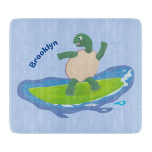 Planche À Découper Drôle tortue vague de surf dessin animé