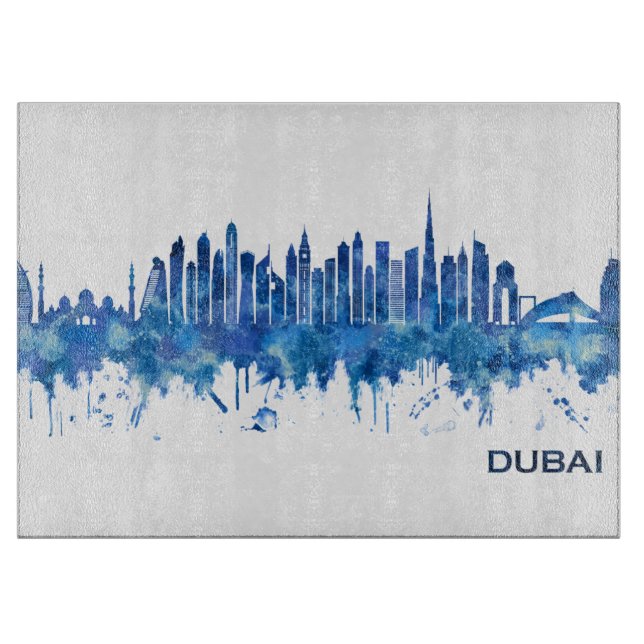 Planche À Découper Dubaï Skyline Blue (Devant)