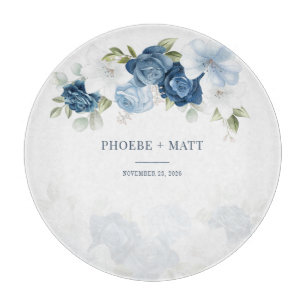 Planche À Découper Dusty Blue Floral Bloom Eucalyptus Succulent