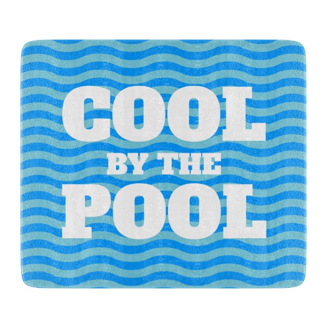 Planche À Découper Eau de piscine bleue cool lignes ondulées fines su (Devant)