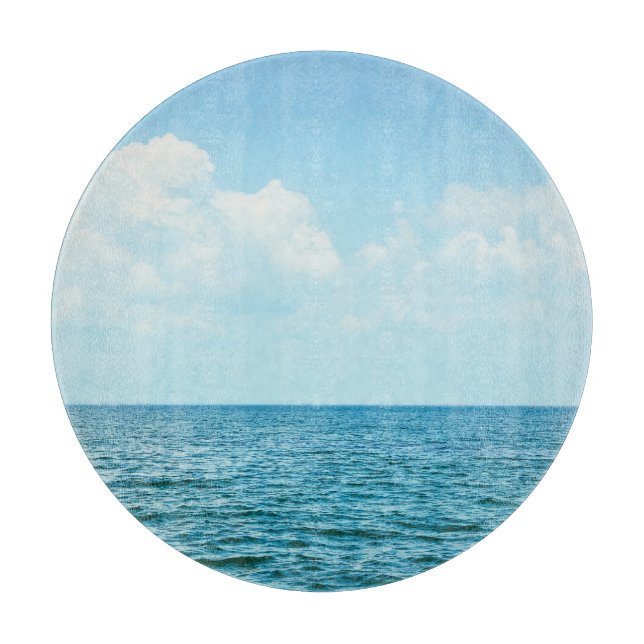 Planche À Découper Eau Océanique, Ciel bleu clair. (Devant)