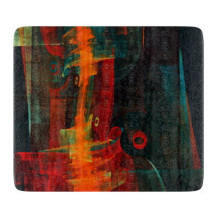 Planche À Découper Eau Orange Rouge Bleu moderne Art Abstrait Motif