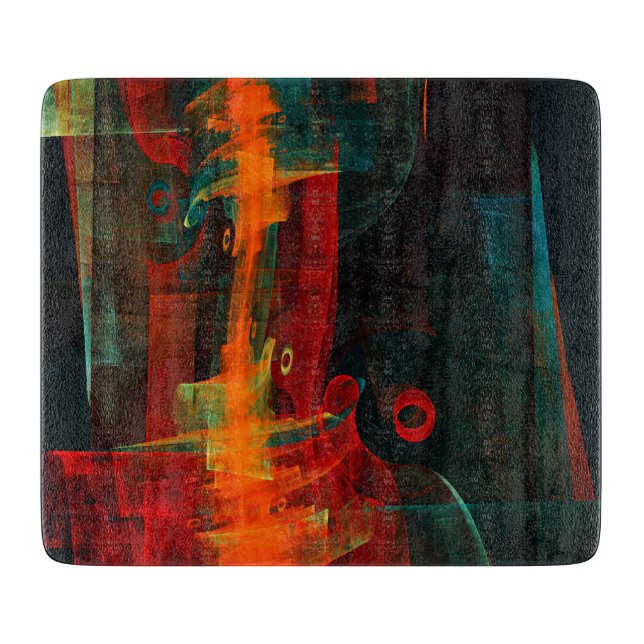 Planche À Découper Eau Orange Rouge Bleu moderne Art Abstrait Motif (Devant)