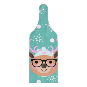 Planche À Découper Écharpe Chapeau Lunettes de Noël Renne Mignon