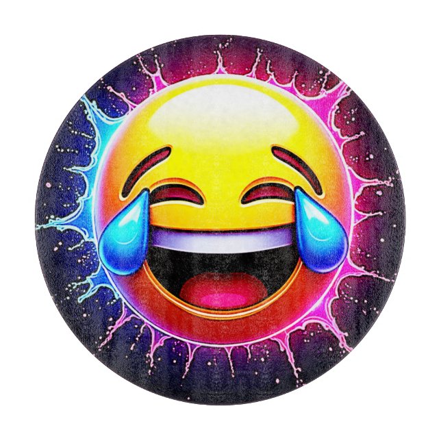 Planche À Découper Éclaboussure joyeuse : Art d'emoji riant (Devant)