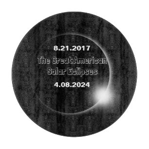 Planche À Découper Éclipse solaire double datée 2024 & 2017