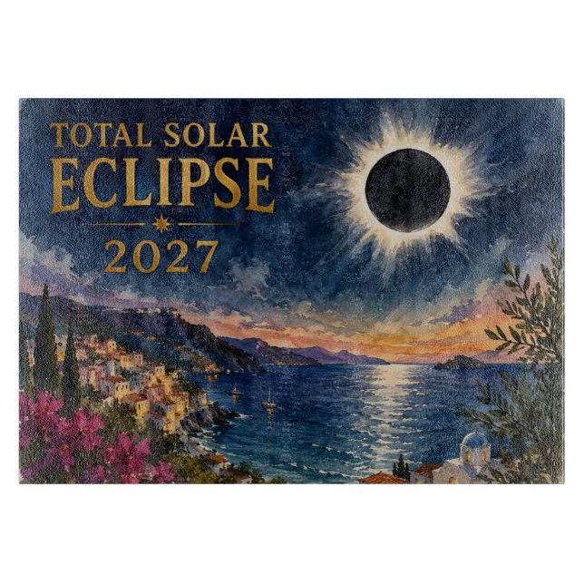 Planche À Découper Éclipse solaire totale 2027 Méditerranée  (Devant)